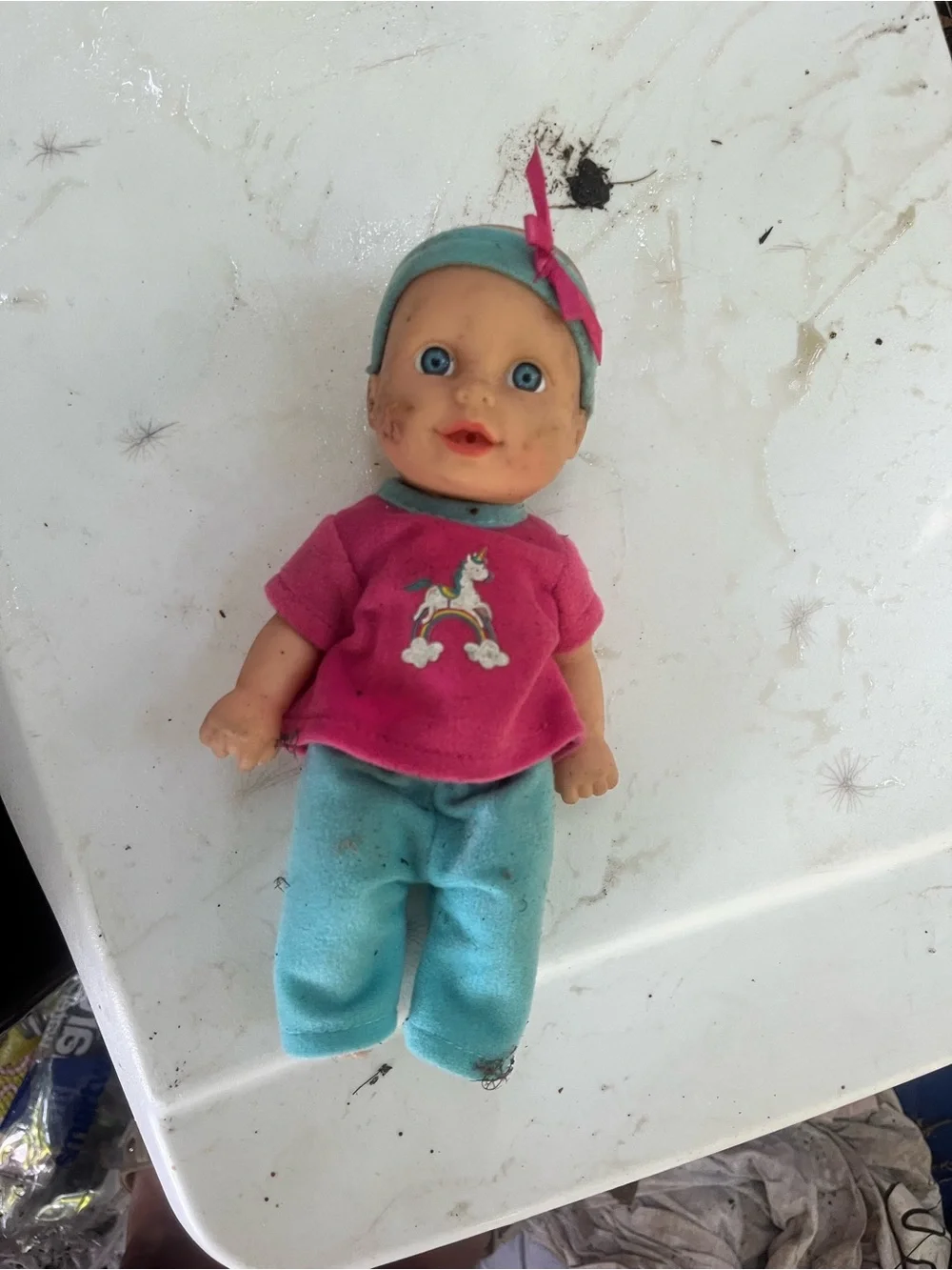 Kids Plush Doll with Pink Top and Blue Pants - Unicorn Design